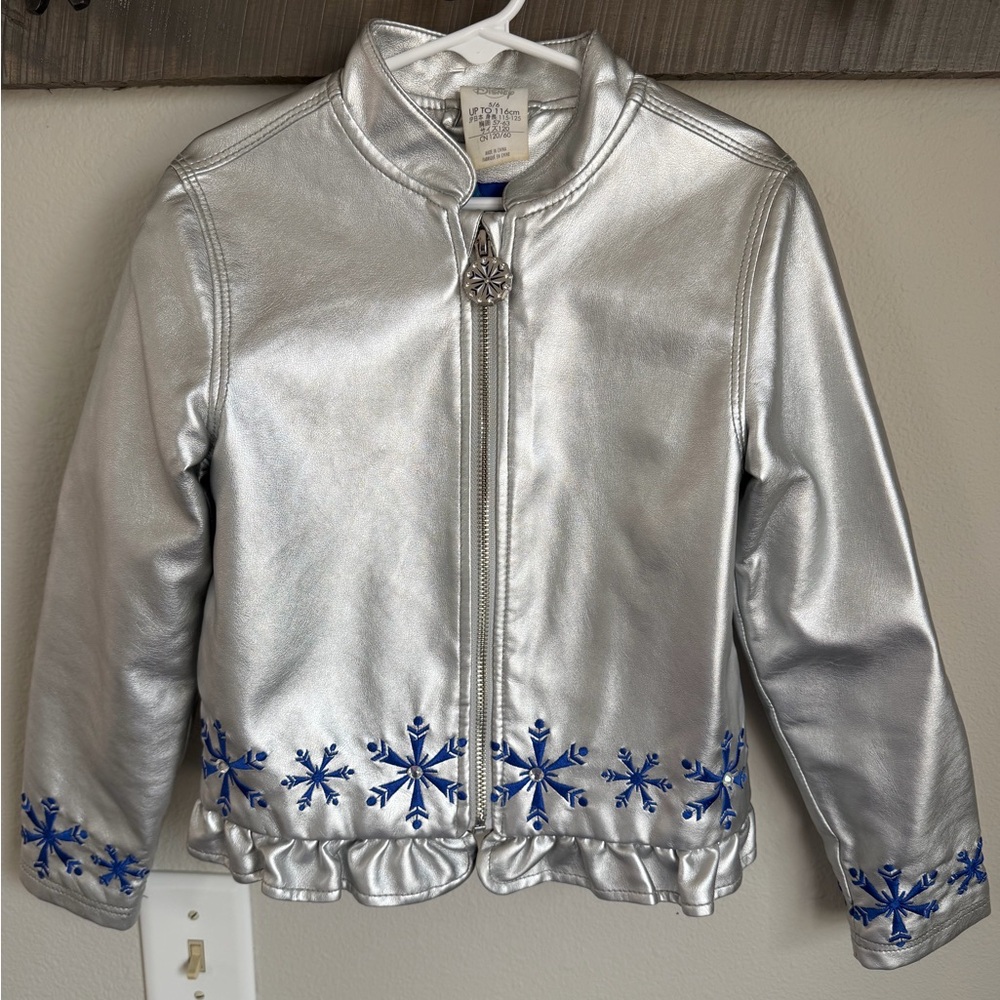 Disney Store Frozen Silver Jacket with Blue Snowflake Design
